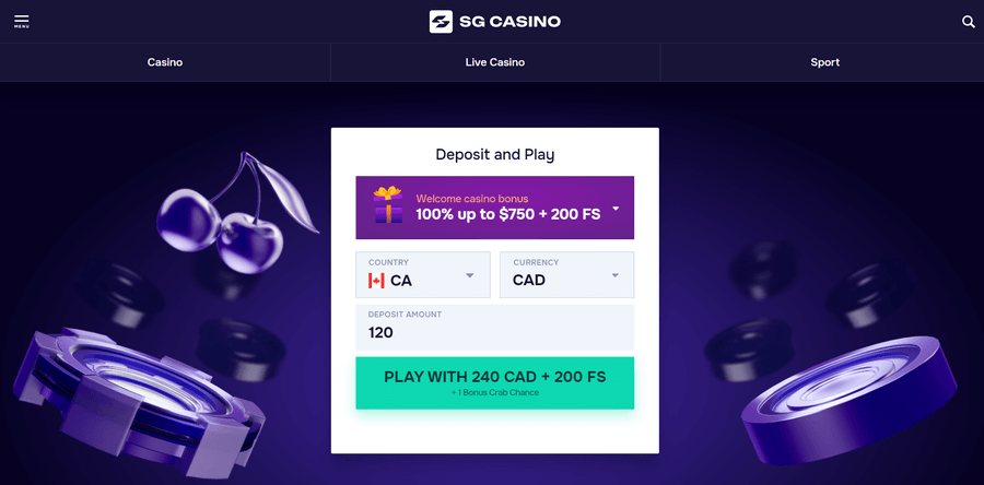 SG Casino – befizetés és játék